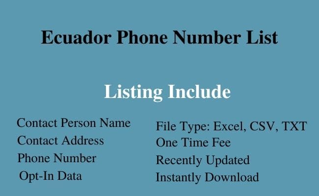 Ecuador phone number list