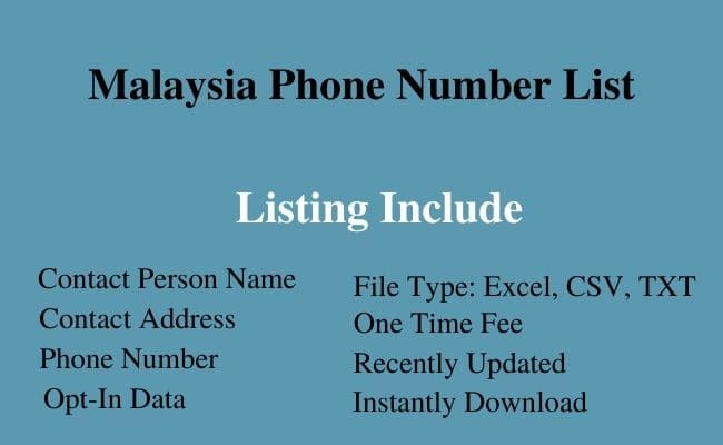 Malaysia phone number list