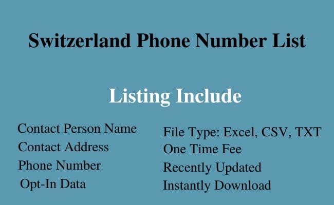 Switzerland phone number list